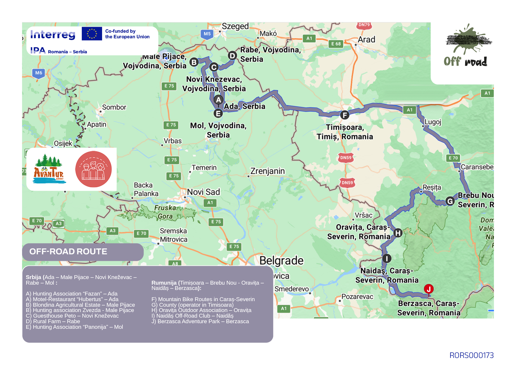 The Off-Road Route – Wild Paths of Banat map